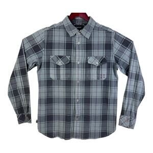 Fourstar Flannel Shirt Mens Medium Gray Purple Plaid Street Pirate Skate